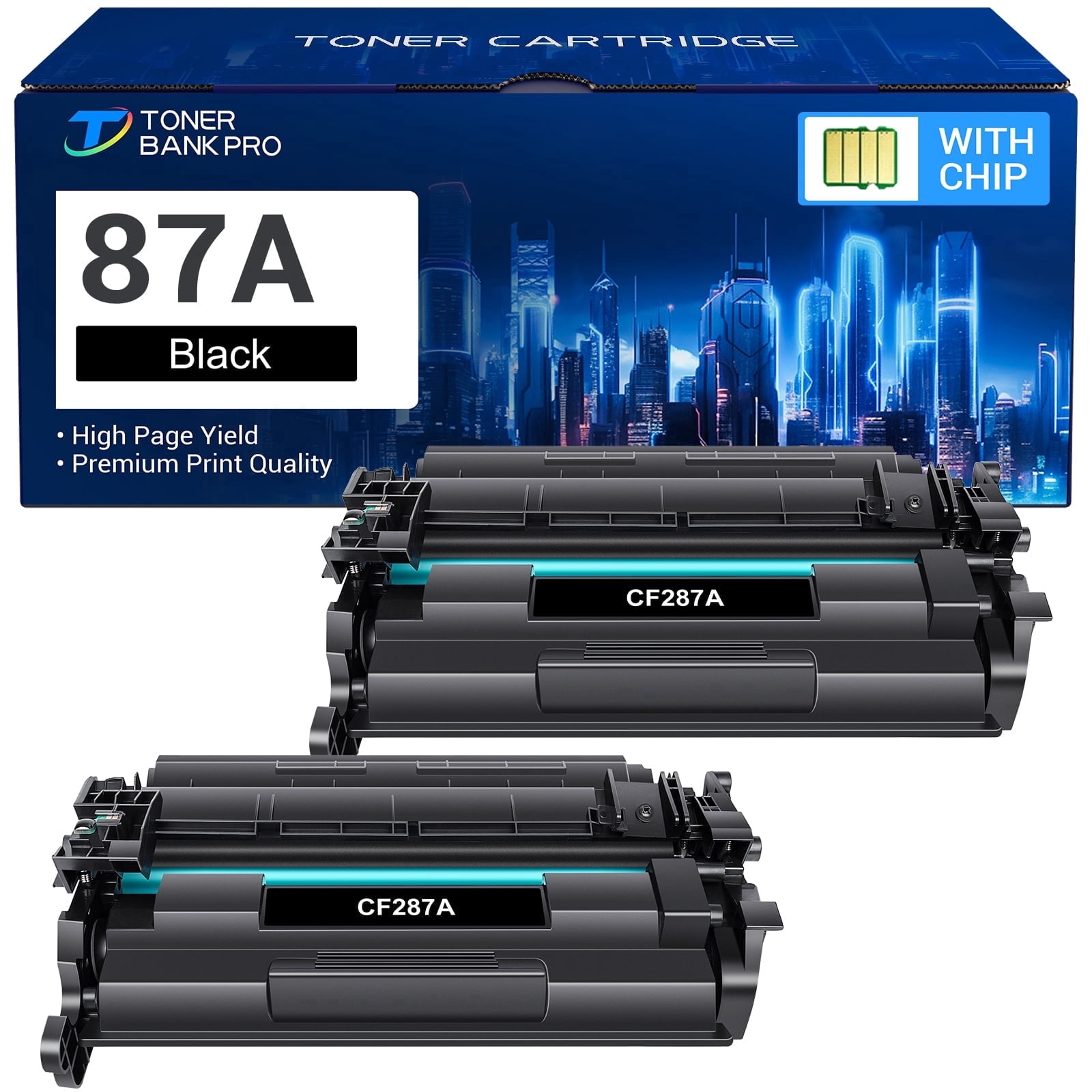 Compatible for 87A Toner Cartridge 87A CF287A M501dn 87X CF287X Laserjet Pro M501dn M501n M506dn M506n M527dn M506x M527f M506 M501 M527 M527c M527z M506dh Black Printer Ink 2-Pack