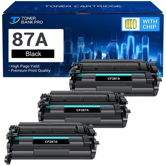 87A Black Toner Cartridge Compatible for HP 87A CF287A M501dn 87X CF287X Laserjet Pro M501dn M501n M506dn M506n M527dn M506x M527f M506 M501 M527 M527c M527z M506dh Printer Ink 3-Pack