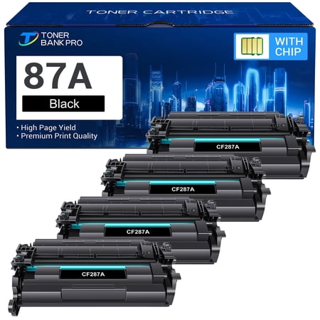 Compatible for HP 87A Black Toner Cartridge CF287A M501dn 87X CF287X Laserjet Pro M501dn M501n M506dn M506n M527dn M506x M527f M506 M501 M527 M527c M527z M506dh Printer Ink 4-Pack
