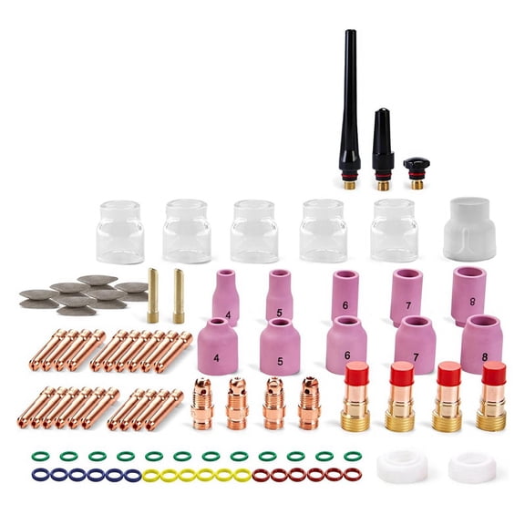 87PCS TIG Welding Torch Accessories Kit Stubby Gas Lens 12 Glass Cup Kit for -17/18/26
