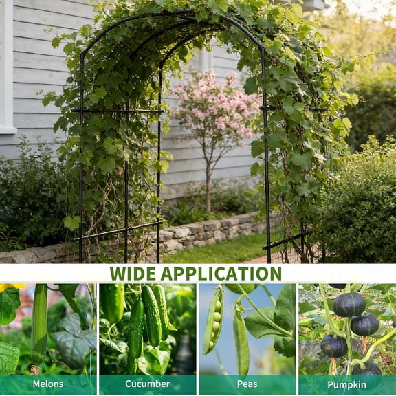 87in Metal Garden Arch Tunnel Trellis | Tall Outdoor Plant Support for Climbing Vines Vegetables Fruits Flowers, Yard Lawn Garden Archway