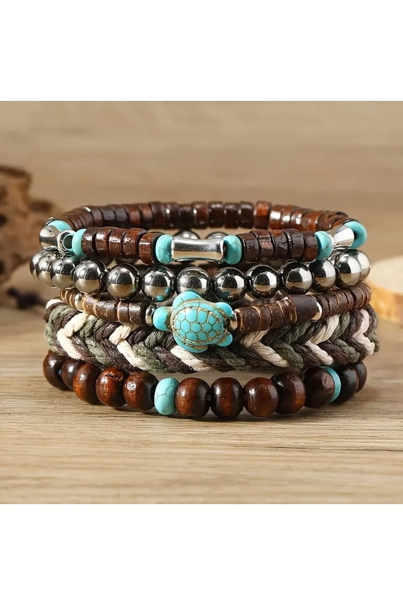 87pcs Mixed Colors Halloween Christmas Boho-Chic Handmade Beaded Bracelet Set, Coconut Shell & Wood Designs, Perfect Gift for Friends