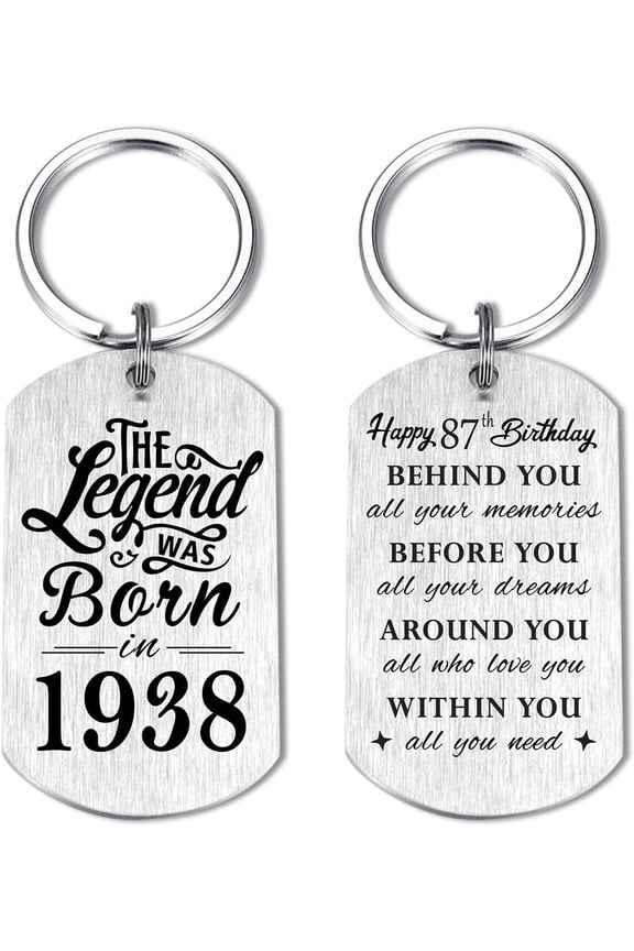 87th Birthday Gifts for Men 1938, Happy 87th Birthday Keychain, 87 Year Old Birthday Gifts for Women, The Legend was Born in 1938