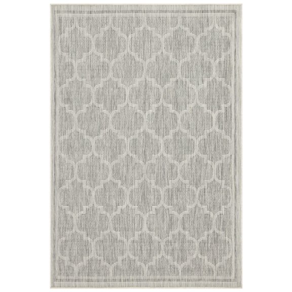 87x63 Inches Silver Rug, Stain Resistant / Flatweave for Living Room