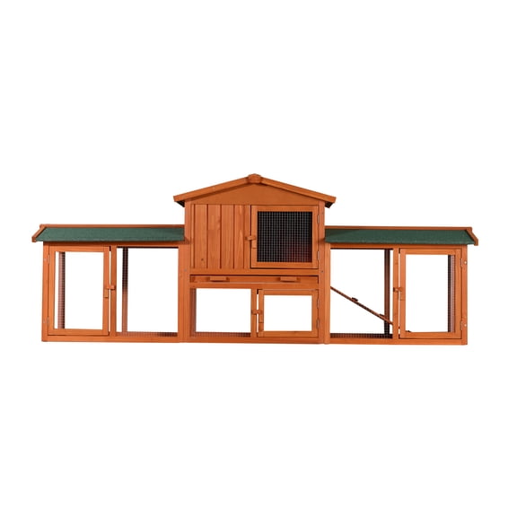 88.19" Long Outdoor Rabbit Hutch, Extra Large Bunny Cage for Backyard Patio Farm, Heavy Duty Weatherproof Wooden Rabbit House with Ram