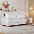 thumbnail image 1 of Poshby 88.58''W Faux Leather Sofa 3 Seater Couch with Side Pockets, Wide Arms for Living Room, White, 1 of 8