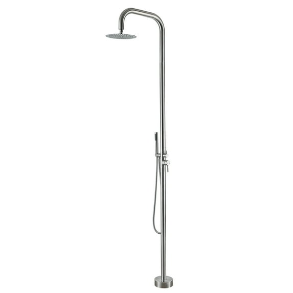 88.58” H Free Standing Outdoor Shower, Stainless Steel Shower Set