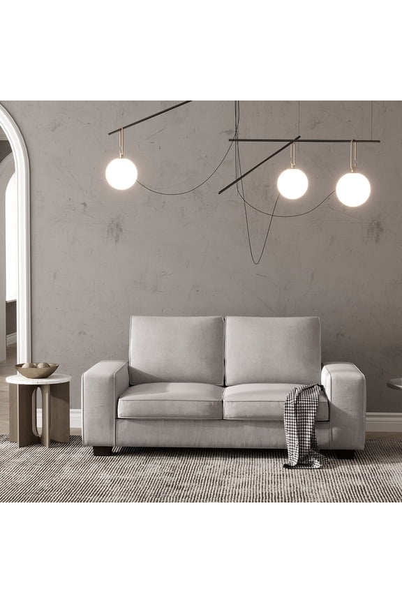 Modern Chenille Loveseat, Light Grey