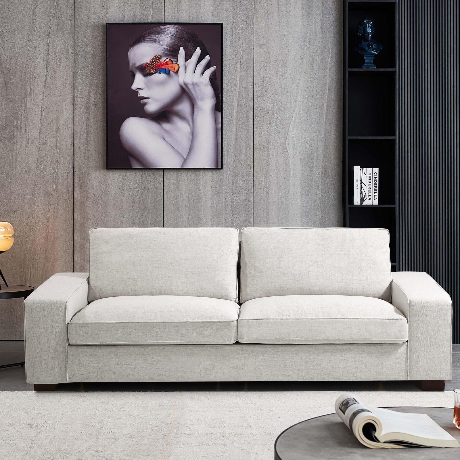 88.58" Modern Sofa Loveseat for Living Room,Couches Love Seat with Wood Frame for Bedroom, Office, Apartment, Dorm, Studio /Easy, Easy to Assembly（Beige）