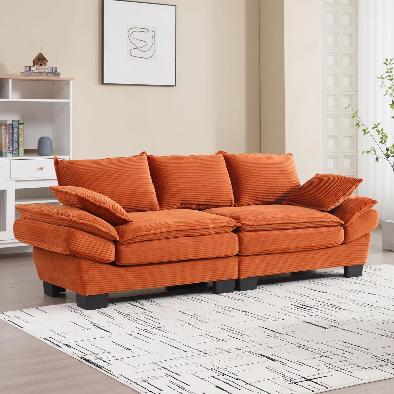 88.6" Oversized Corduroy Loveseat Sofa, Large Deep Seat Cloud Couch ...