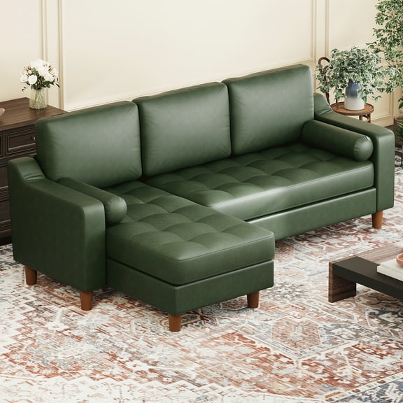 88.9"Leather Sectional Sofa,Convertible Sectional Couch L Shaped Couch Sofa,Mid-Century Modern Sofa for Living Room Small Space