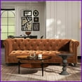 thumbnail image 1 of 88'' Burnt Orange Performance Velvet Tufted Chesterfield Sofa – 3-Person Living Room Couch | Burnt Orange | Kiln-Dried Solid Hardwood | Velvet, 1 of 8