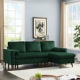 thumbnail image 1 of 88" Convertible Sectional Sofa with Pull-Out Bed, Modern Tufted Velvet Upholstered Corner Sofa Bed with Reversible Storage Chaise and 2 Pillows, 3-seat L-Shaped Sofa Couch for Living Room Office Green, 1 of 7