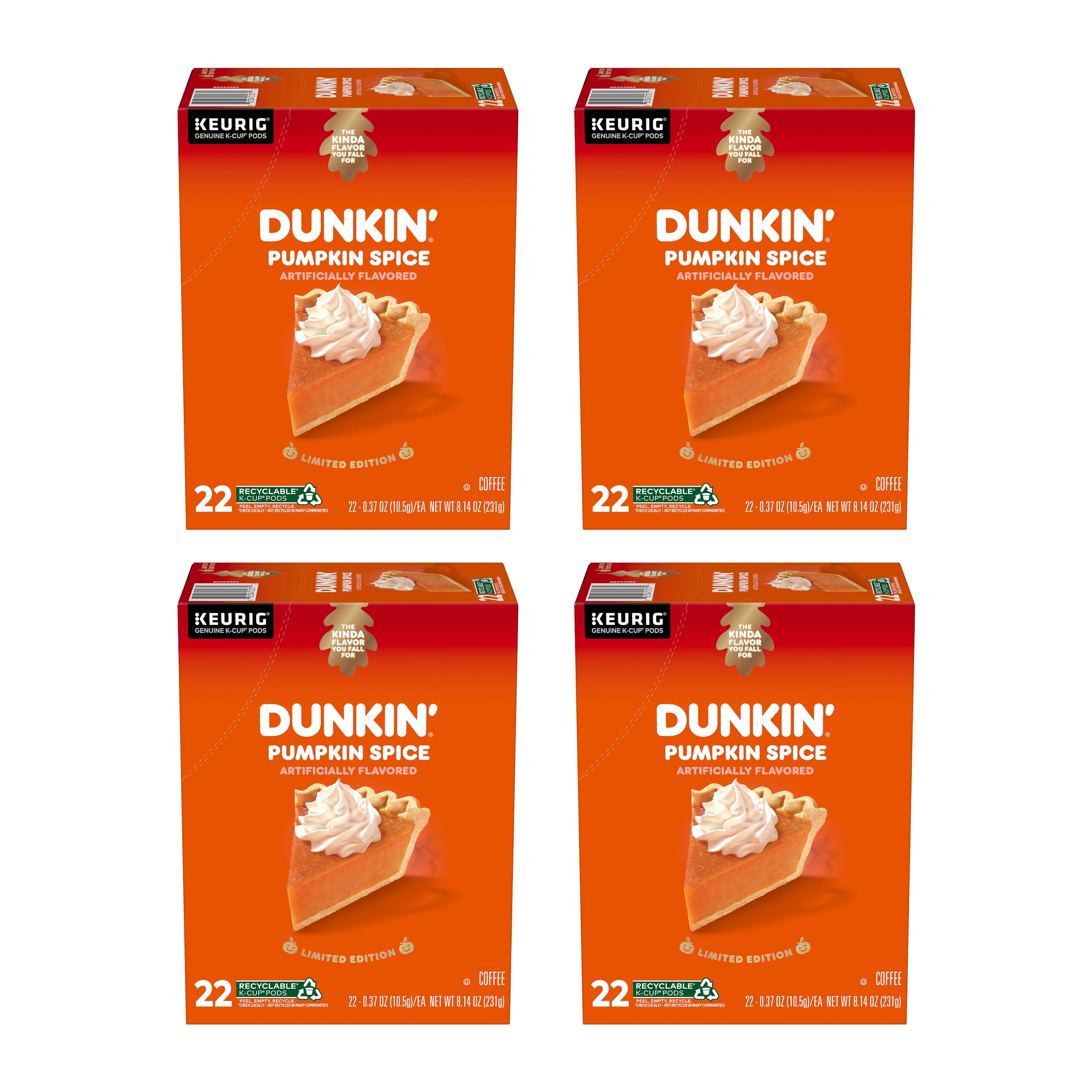 (88 Count) Dunkin' Pumpkin Spice Flavored, Medium Roast K-Cup Coffee Pods