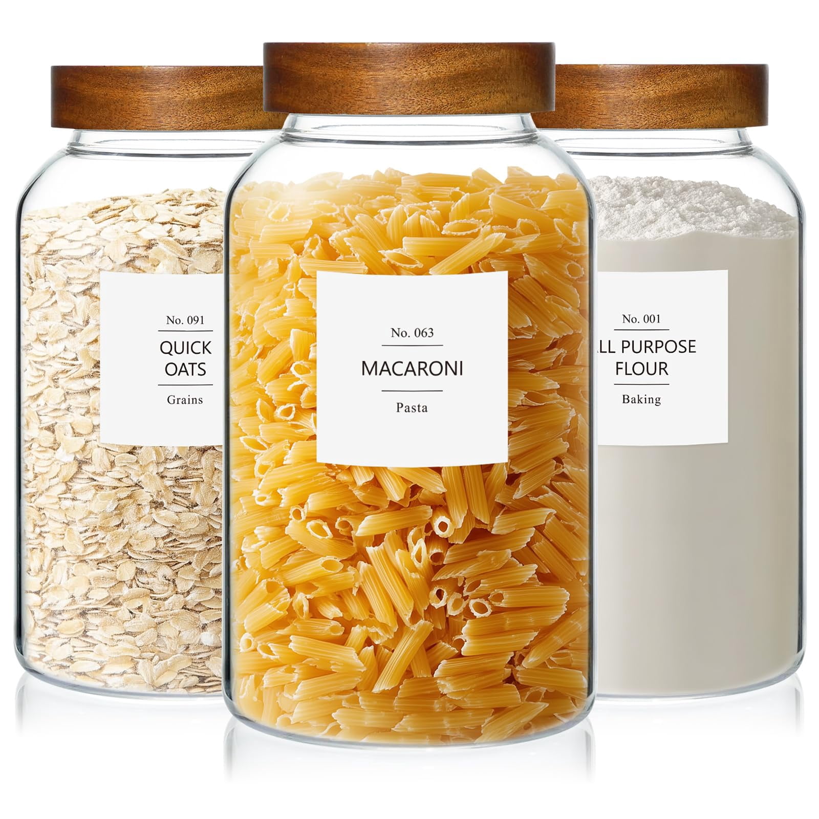 88 Fl.oz Glass Food Storage Jars with Airtight Wood Lids, Set of 3