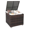 thumbnail image 1 of 88 Gallon Outdoor Rattan Deck Box, Patio Wicker Storage Box , Garden Deck Storage Binw/Adjustable Feet for Garden, Porch, Balcony, Pool, Yard (Brown), 1 of 5