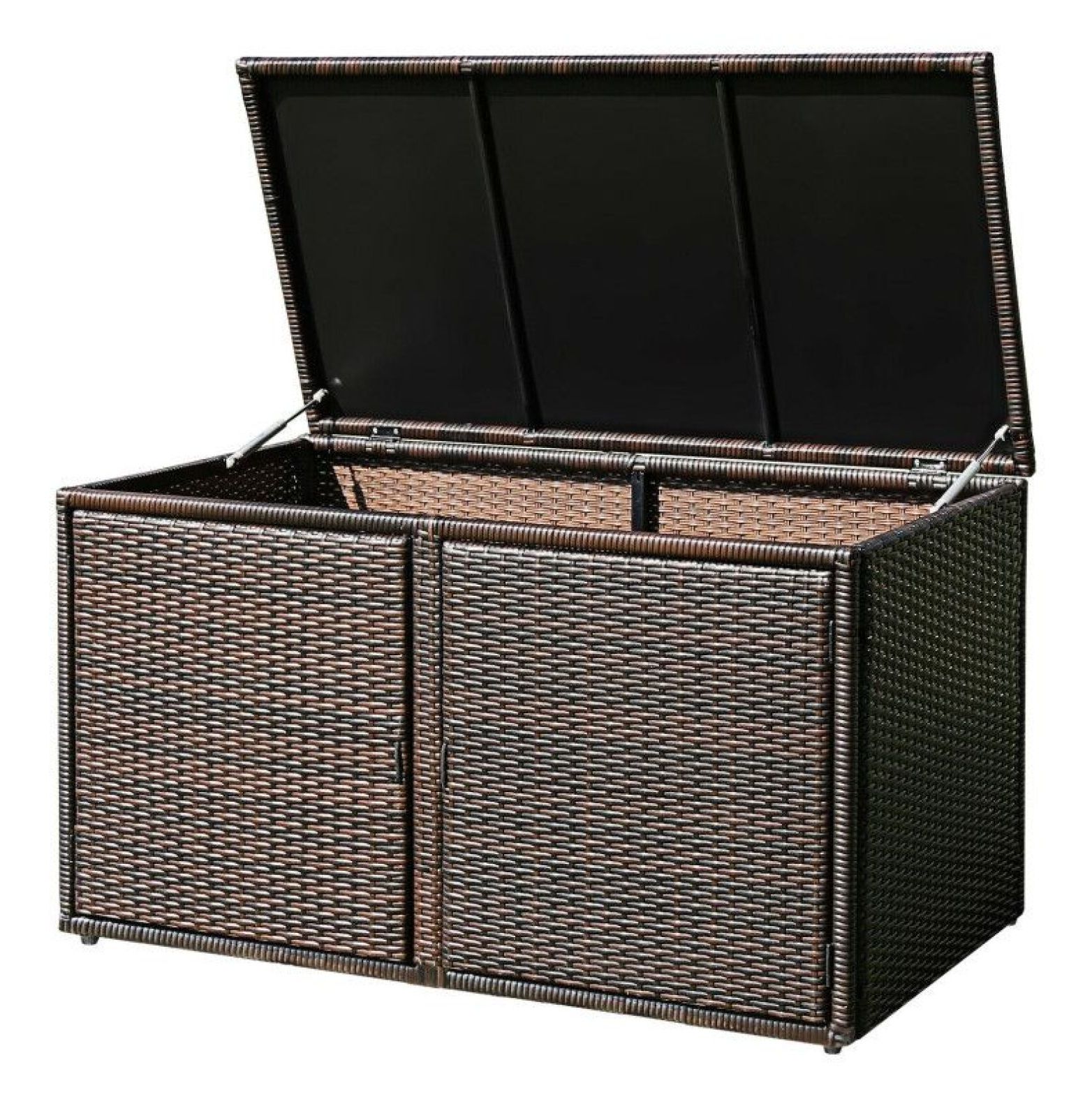 88 Gallon Rattan Storage Box, Outdoor Patio Deck Storage Cabinet ...