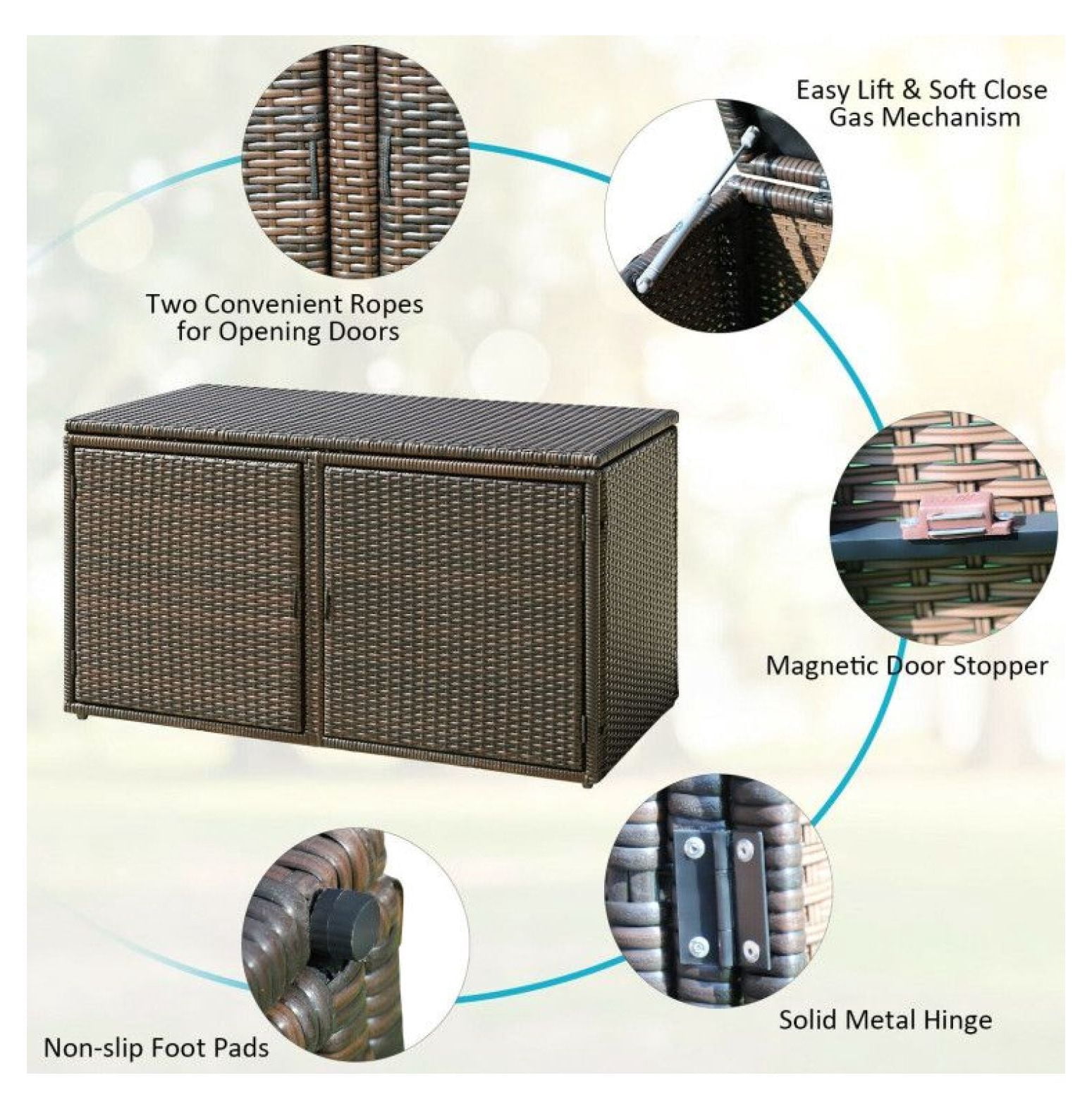 88 Gallon Rattan Storage Container Box, Outdoor Patio Deck Storage ...