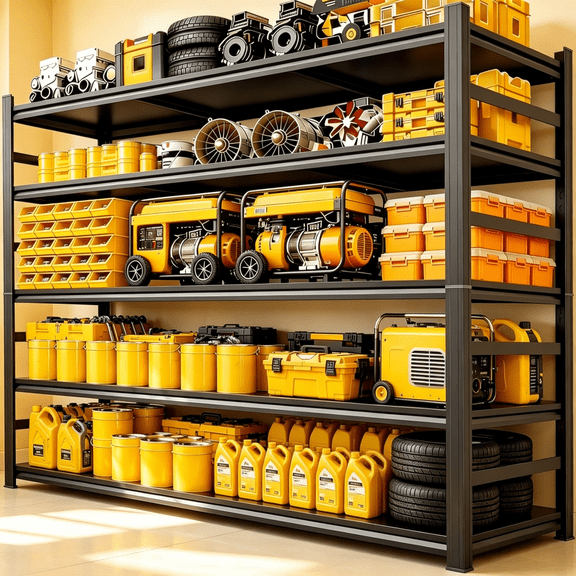88" H×48" W Garage Shelving,5-Tier Heavy Duty Shelving,3000 lbs Capacity Garage Storage Shelves,Industrial Shelves for Heavy Tools and Equipment,Ideal for Garage,Basement,Black