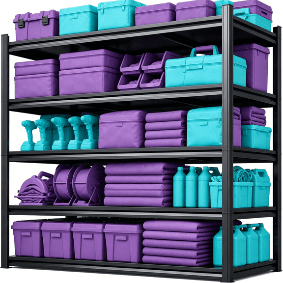 88"H Garage Shelving Heavy Duty, 3000lb Capacity Metal Shelving Unit, 5-Tier Adjustable Shelving, Double-Layer Columns, Reinforced Ribs, 48"W*24"D Industrial Shelves for Garage, Basement, Black