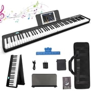 88-Key Folding Digital Piano Keyboard, Weighted, Full Size with Sustain Pedal, Handbag, Bluetooth, USB MIDI for Beginner, Adult