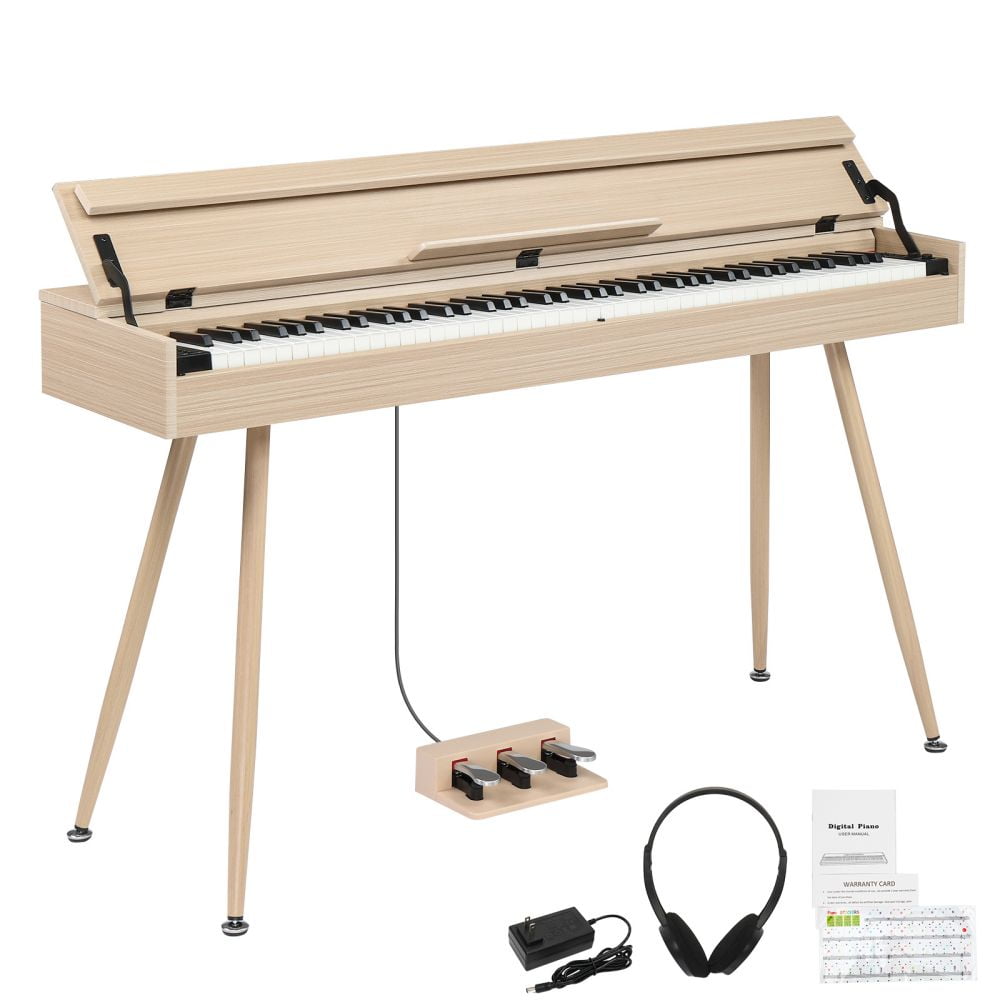 88 Key Full Weighted Keyboard Piano Electric Keyboard Piano, Digital Piano with Professional 3 Pedal, 2 Stereo Speakers, USB-MIDI Connectivity and Unique Clamshell Design (Natiual, GDP-206)