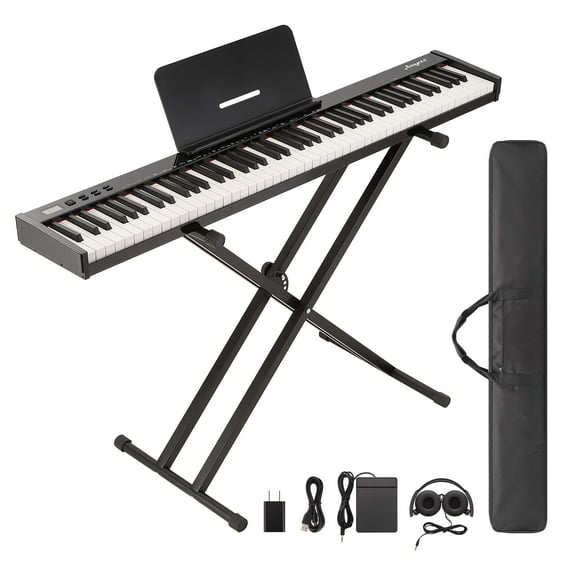 88-Key Piano Keyboard With Power Supply, Built In Speakers, Pedal,Protable Digital Music Keyboard Teaching For Beginners