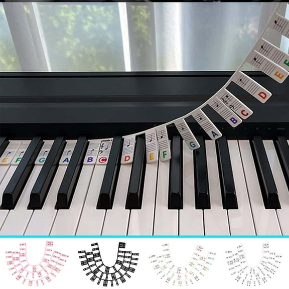 88 Key Piano Note Guide, Electronic Keyboard Stickers with Detachable Note Labels & Double-Line Markings for Easy Learning, No Residue Design for Beginners & Music Students, Fits Standard FAJHHA