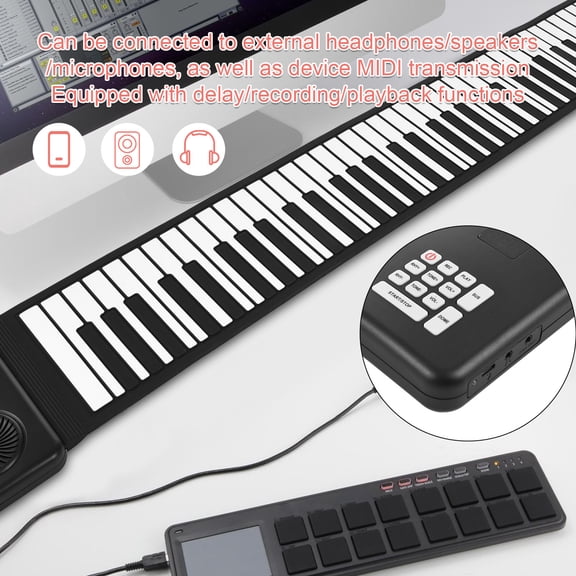 88 Key Portable Piano Handroll Electronic Environmental Silicone Foldable Home Practice Professional Without Speaker for Travel Beginners