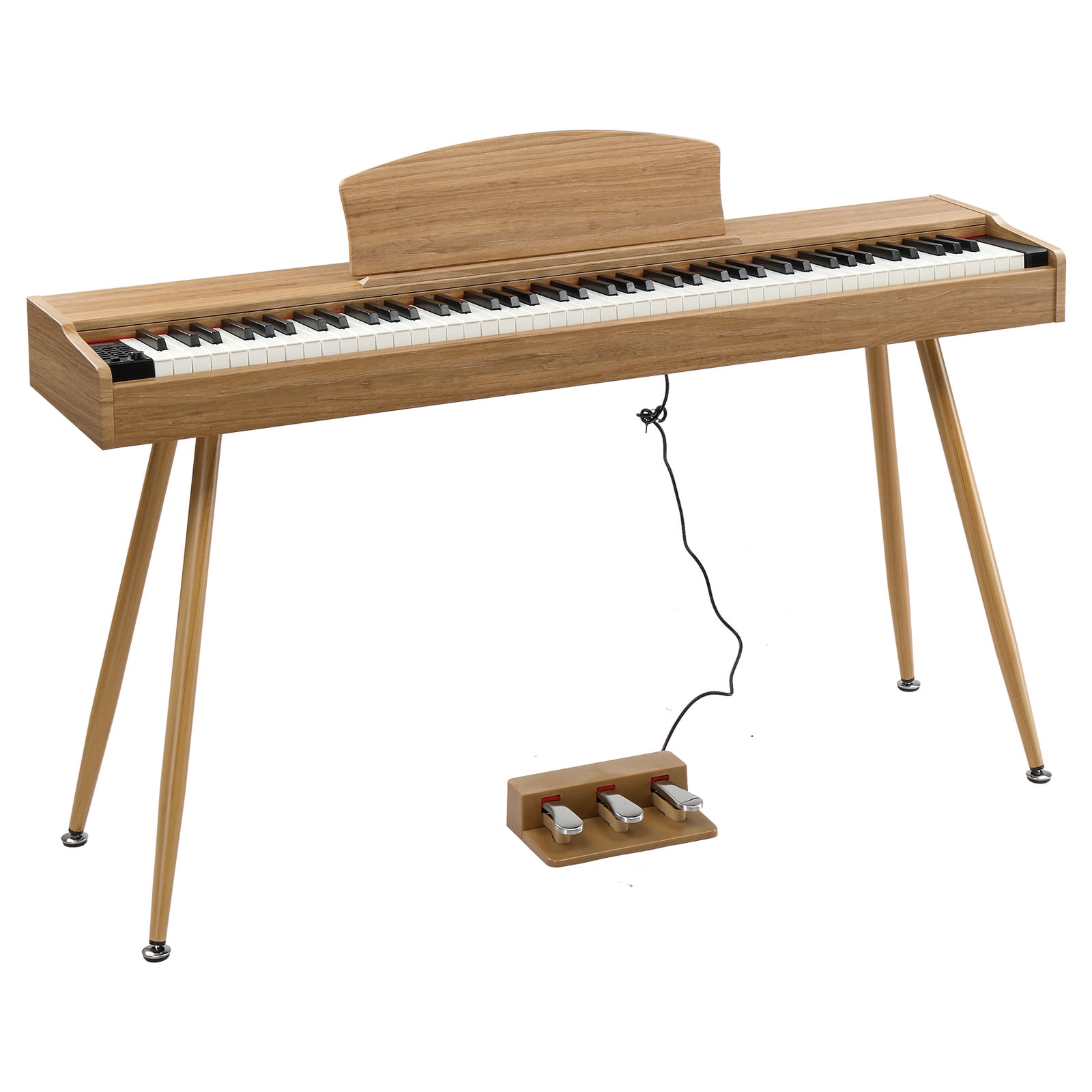 88 Key Standard Full Weighted Keyboards Digital Piano with Metal Stand, Power Adapter, Triple Pedals, Headphone，for All Experience, Natural Wood