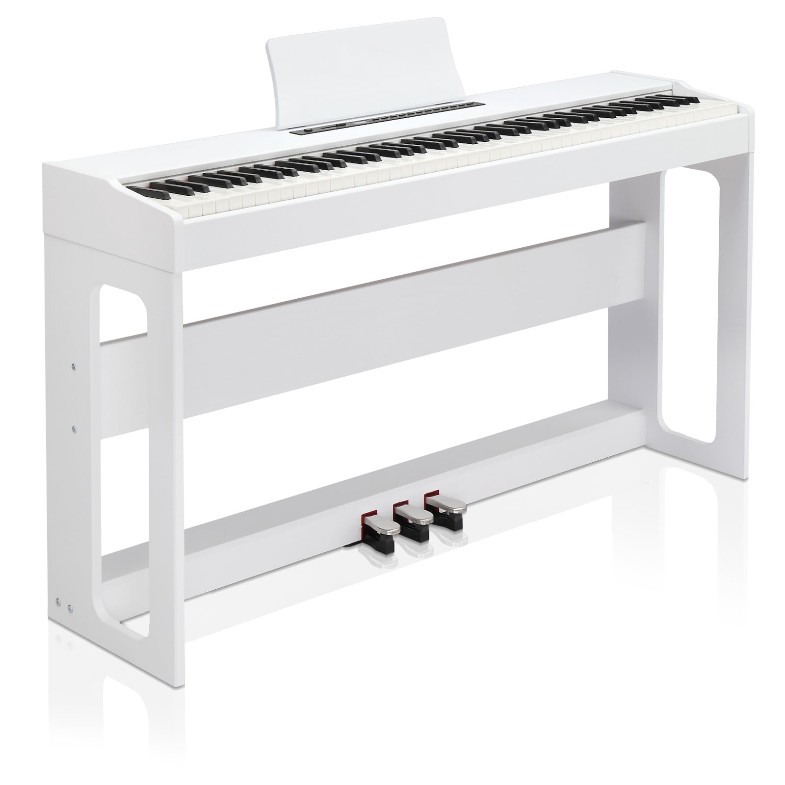 88 Keys Full Weighted Keyboards Digital Piano with Furniture Stand, Power Adapter, Triple Pedals, Headphone, for All Experience Levels, White