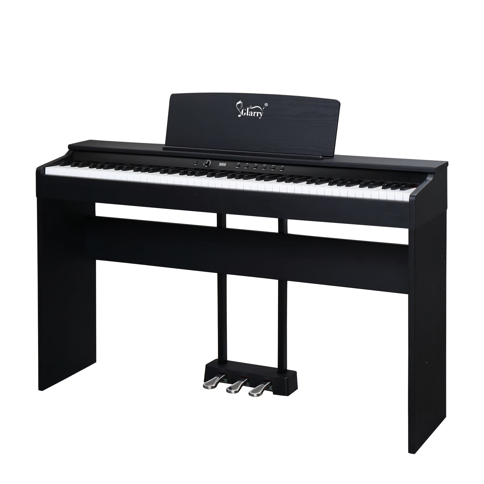 88 Keys Standard Full Weighted Keyboards Digital Piano with Furniture Stand, Power Adapter, Triple Pedals, Headphone, for All Experience Levels Black