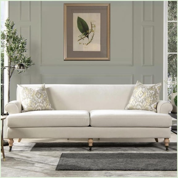 88" Modern Lawson Two-Cushion Tightback Sofa | Beige Performance Velvet | Solid Wood Frame Ideal for Living Rooms
