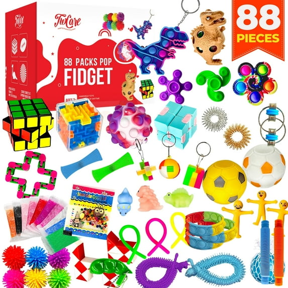 88 PCS Fidget Toys Pack for Kids and Adults, Party Favors Set Gifts Autism Stress Relief Stocking Stuffers Sensory Pop Autistic Bulk Boys Girls Pinata Filler Goodie Bag Treasure Box Classroom Prize