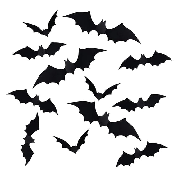 88 Pcs Bat Decor, Halloween Room Decor, 4 Different Sizes Realistic Waterproof PVC Black 3D Scary Bat Sticker for Home Decor Wall Decal Indoor Hallowmas Party Supplies,Halloween Decorations