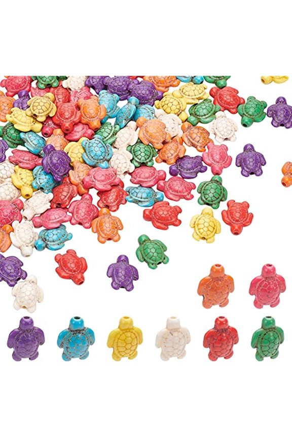 About 88 Pcs Turtle Beads Tortoise Turquoise Bead Strands 4 Strands Turtle Charms Gemstone Stone Spacer Beads for Jewelry Making DIY Bracelet Necklace Mixed Color