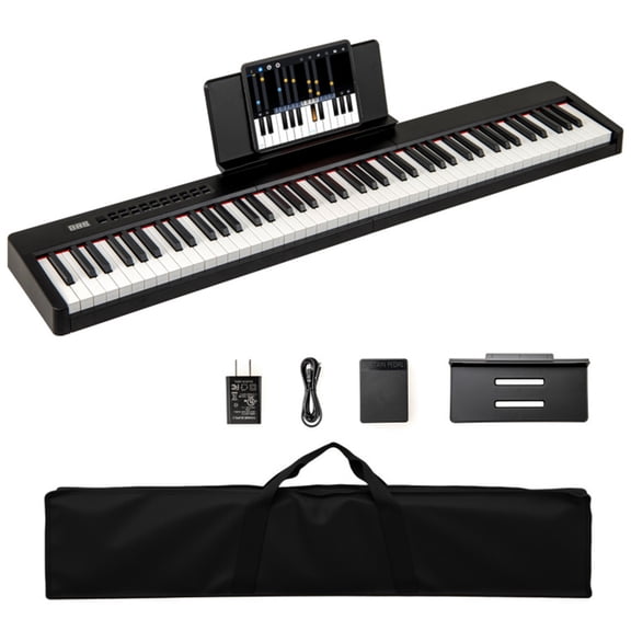 88- Piano Keyboard with Velocity Sensitivity and Split Function, Black, Full-Size Portable Electronic Keyboard