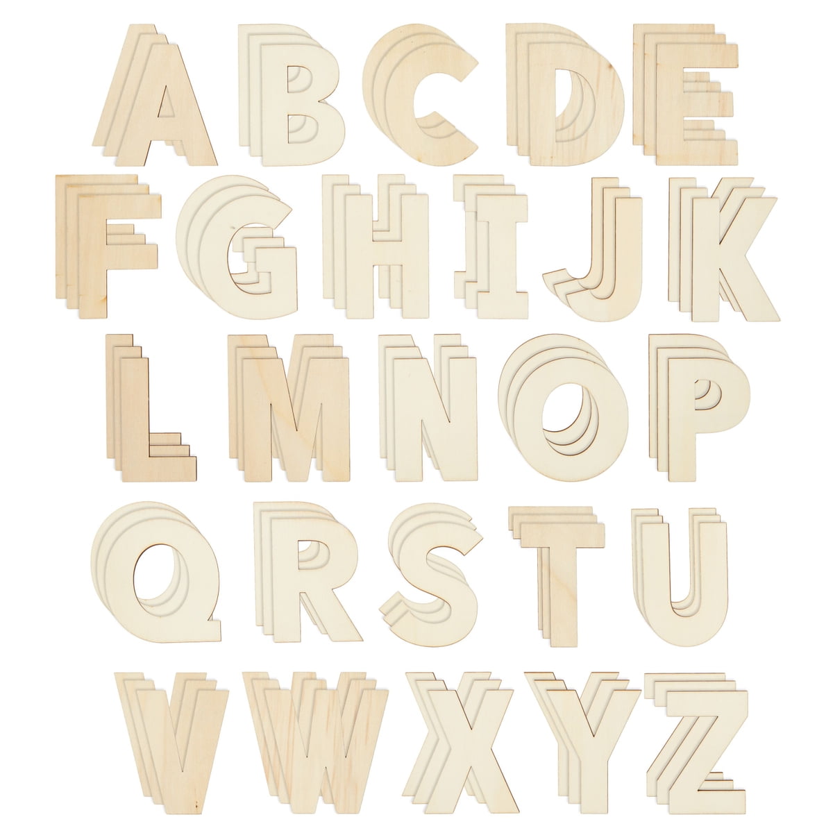 Bright Creations 83 Piece Wooden Letters for Crafts, 4-Inch Alphabet Cutouts for DIY Painting, Crafts, Wall Decorations