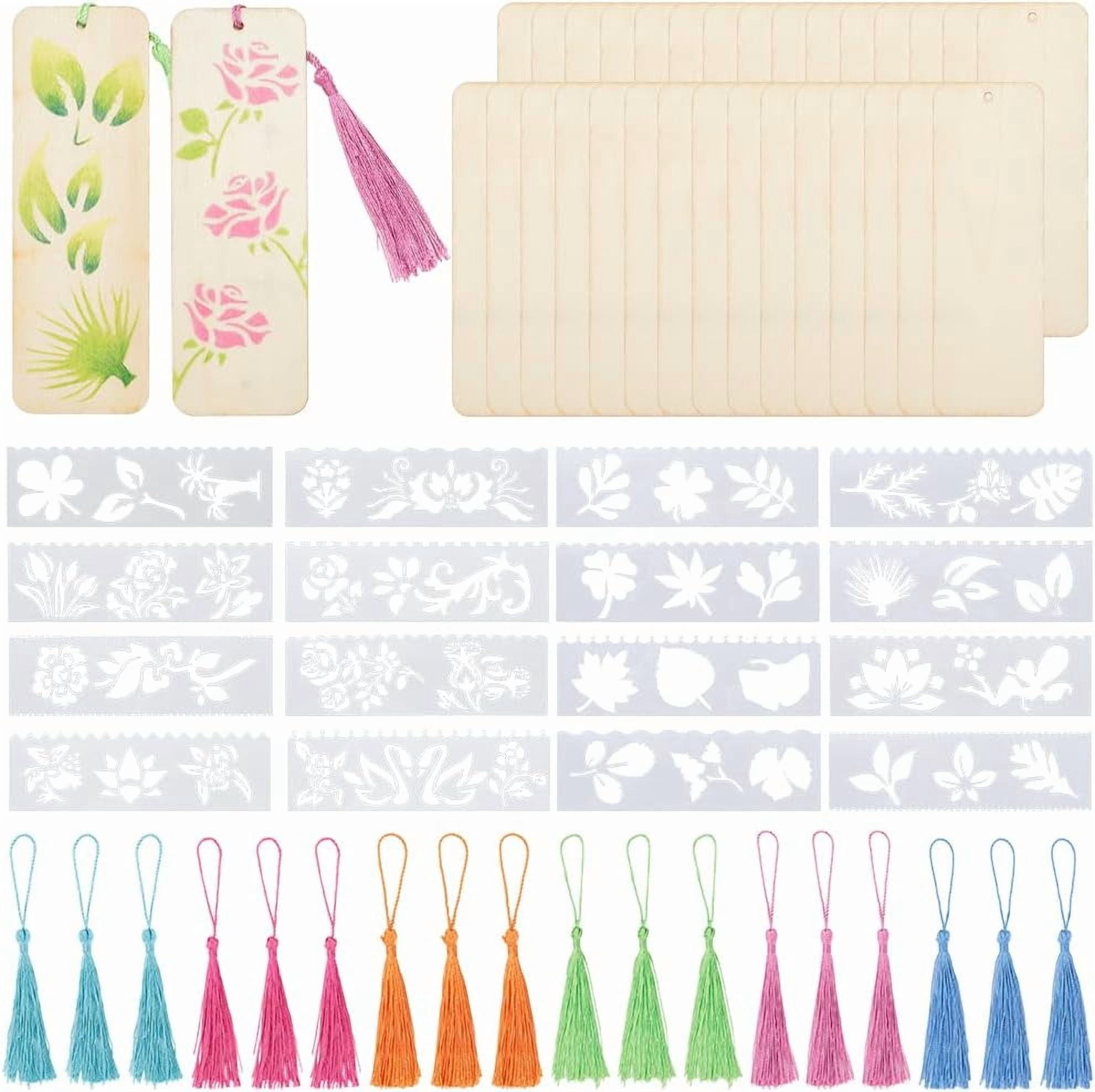 88 Pieces 6 x 2 Inch Wood Blank Bookmarks with Tassels Unfinished ...