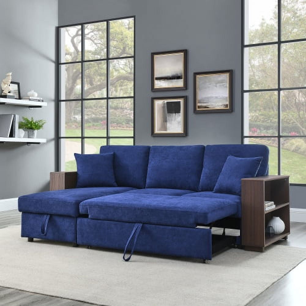 88" Sectional Sofa with Pull Out Bed & Storage Chaise Convertible Sofa