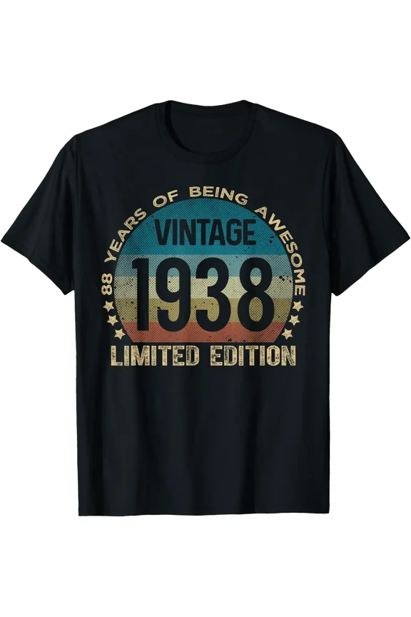 88 Year Old Gifts Vintage 1938 Limited Edition 88th Birthday T-Shirt, Unisex T-Shirt