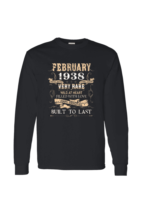 88 Years Old 88Th Birthday Legend Vintage February 1938 Bday Long Sleeve Shirt