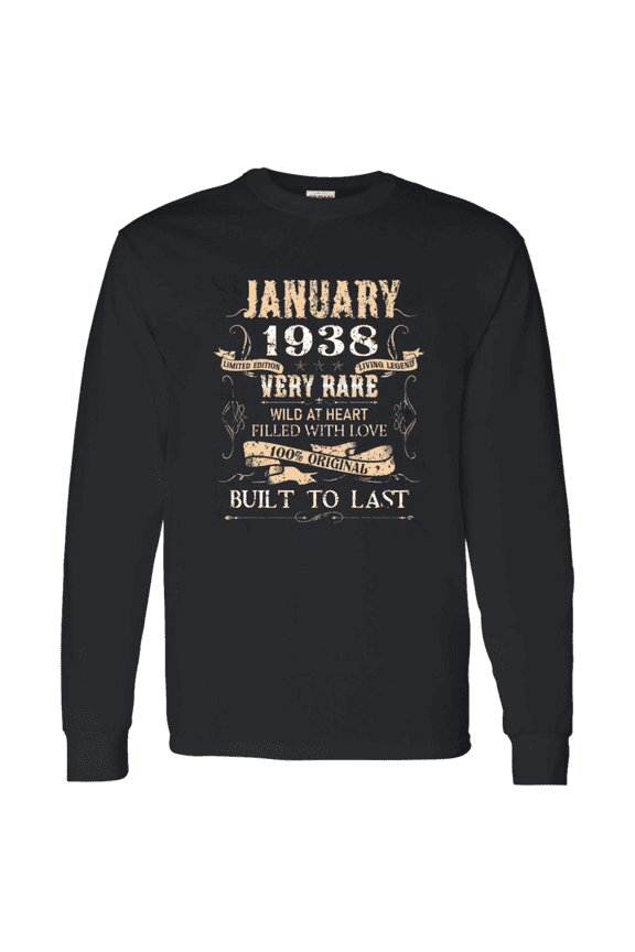 88 Years Old 88Th Birthday Legend Vintage January 1938 Bday Long Sleeve Shirt
