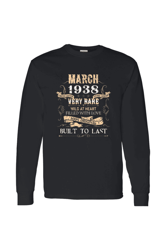 88 Years Old 88Th Birthday Legend Vintage March 1938 Bday Long Sleeve Shirt