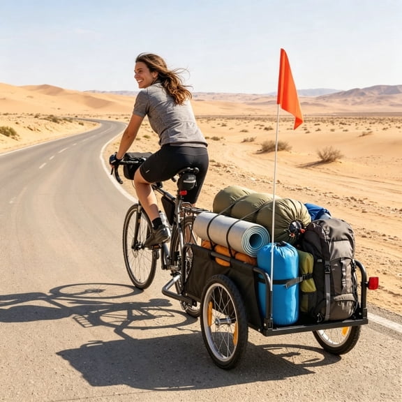 88 lbs Bicycle Cargo Cart Open-Ended Bike Trailer with 16 Inch Quick-Release Pneumatic Tires Rust-Proof Aluminum Rims and Safety Flag Universal for 22-28 Inch Bikes Black