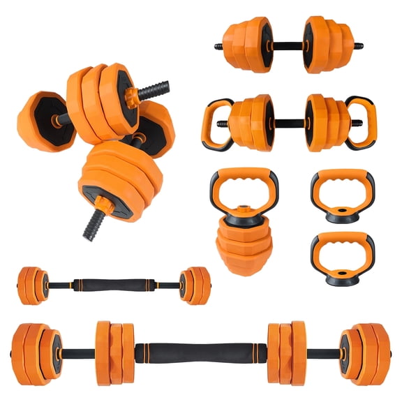Shininglove 88 lbs lbs Adjustable Dumbbell Set, 4-in-1 Multi-Functional Weights for Home Gym, Converts to Barbell & Kettlebell