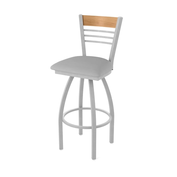 880 Eleanor 25" Swivel Counter Stool with Anodized Nickel Finish, Medium Back and Canter Folkstone Grey Seat