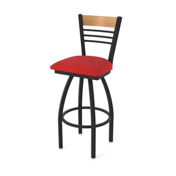 880 Eleanor 25" Swivel Counter Stool with Black Wrinkle Finish, Medium Back and Canter Red Seat