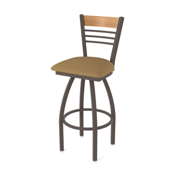 880 Eleanor 25" Swivel Counter Stool with Bronze Finish, Medium Back and Canter Saddle Seat