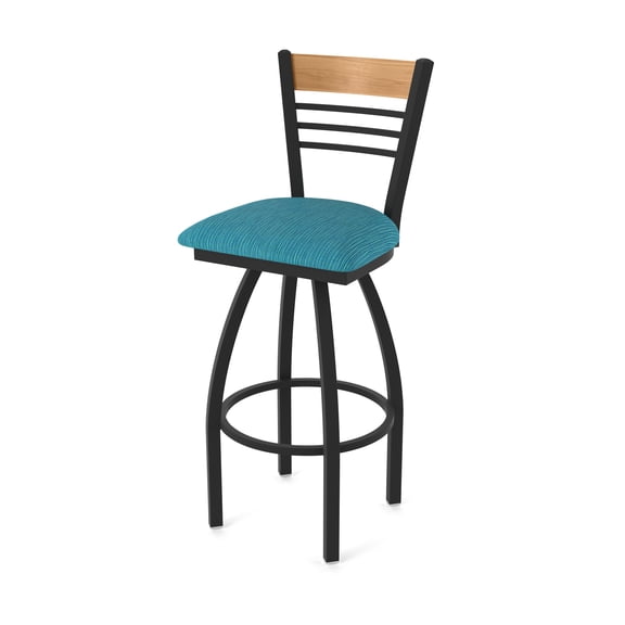 880 Eleanor 36" Swivel Extra Tall Bar Stool with Black Wrinkle Finish, Medium Back and Graph Tidal Seat